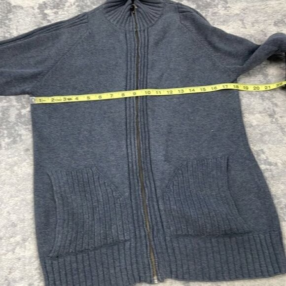 Guess Jeans Full Zip Stretch Sweater Mock Neck Combed Cotton Gray Sz S - Picture 7 of 9
